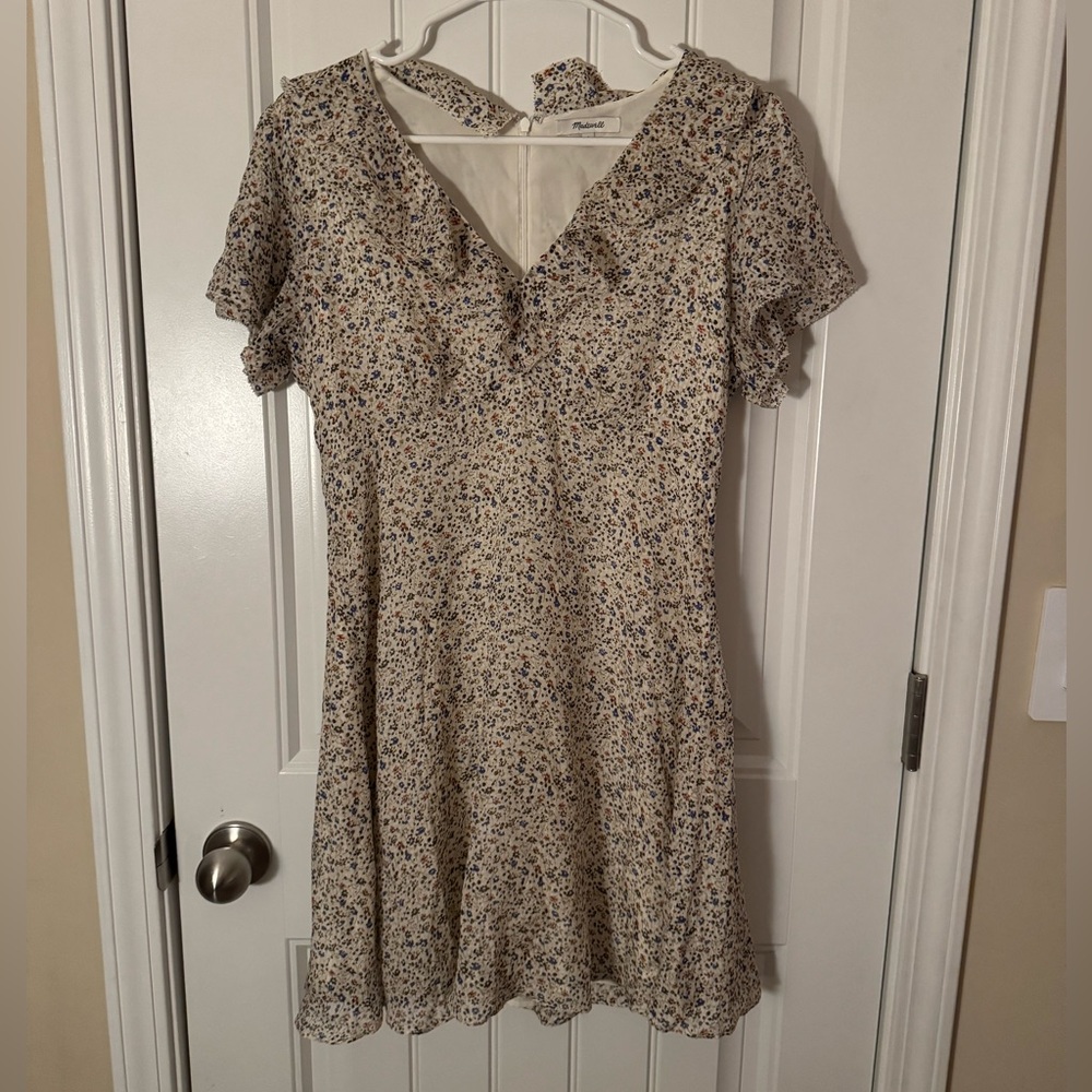 Madewell Silk Ruffle-Neck Mini Dress